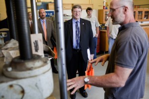 State Rep. Harry Brooks (center), chairman of the House Education Committee, tours the Joseph E. Johnson Engineering and Physical Sciences Building at the University of Tennessee at Martin.