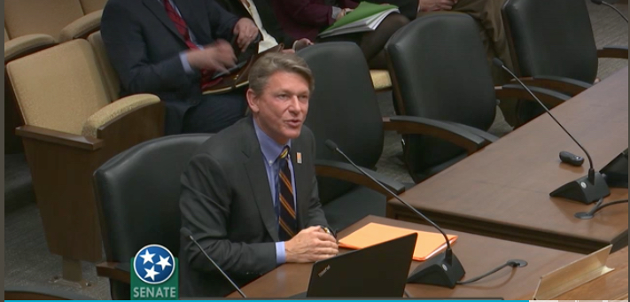 President Randy Boyd presenting budget priorities at an Administration hearing.