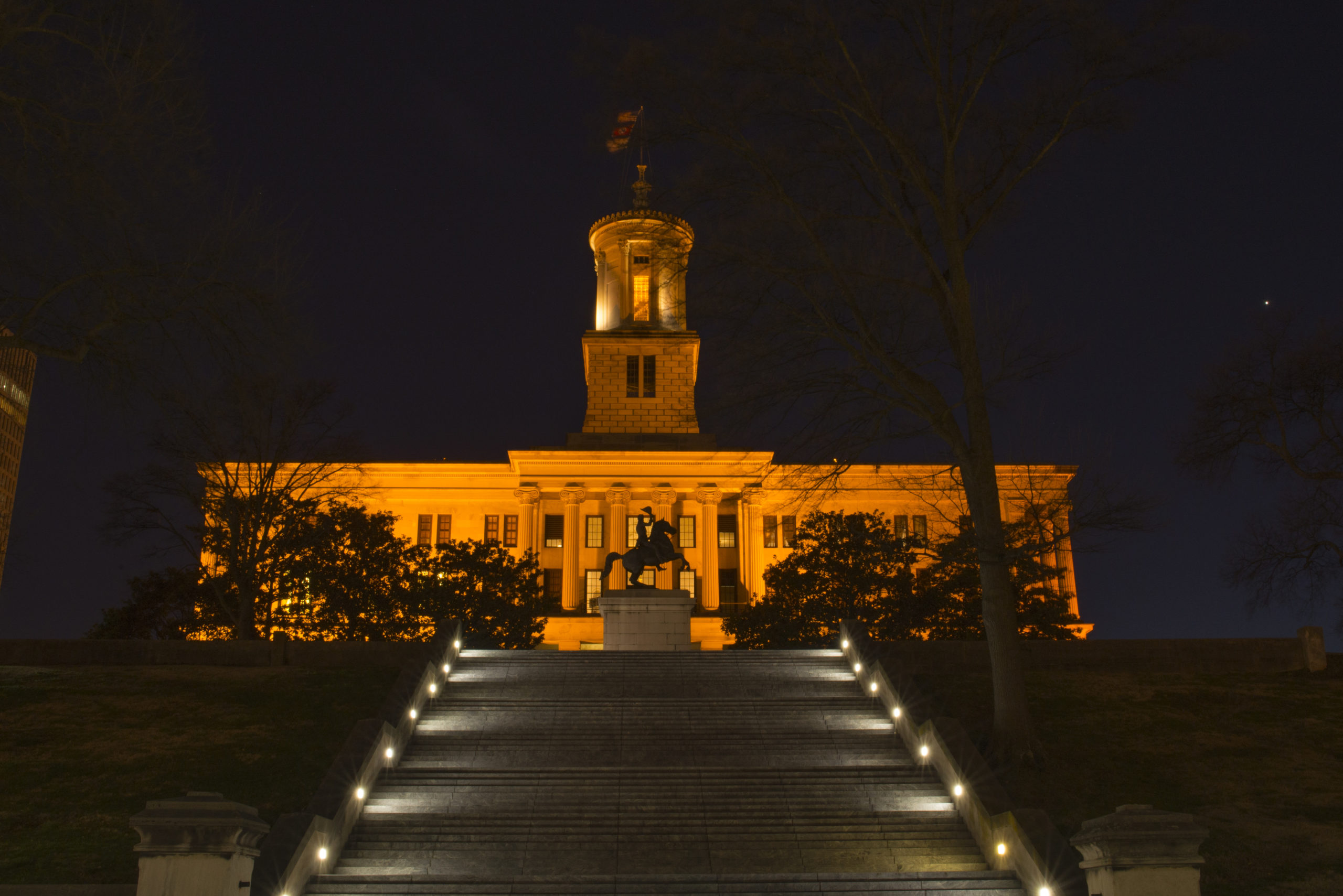 The State Capitol at night on UT Day
